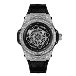 Đồng Hồ Hublot Sang Bleu 39mm Titan Full Diamond Màu Đen