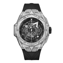 Đồng Hồ Nam Hublot Big Bang Sang Bleu II Titanium Pavé 45mm Màu Đen