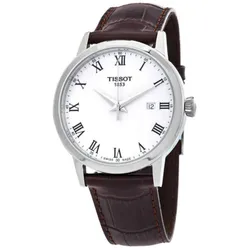 Đồng Hồ Nam Tissot T-Classic Quartz White Dial Men Watch T129.410.16.013.00 Màu Nâu Trắng