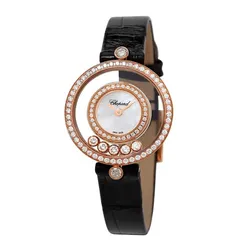 Đồng Hồ Nữ Chopard Happy Diamonds 18K Rose Gold 26mm Màu Đen Vàng Hồng