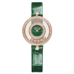 Đồng Hồ Nữ Chopard Happy Diamonds 203957-5209 Watch 26mm Màu Xanh / Vàng Hồng