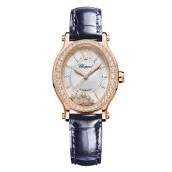 Đồng Hồ Nữ Chopard Happy Sport 275362-5002 Oval 18K Diamonds Màu Đen / Vàng Hồng