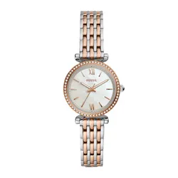 Đồng Hồ Nữ Fossil Carlie Mini Three-Hand Two-Tone Stainless Steel Watch ES4649 Màu Demi (Vàng Hồng - Bạc)