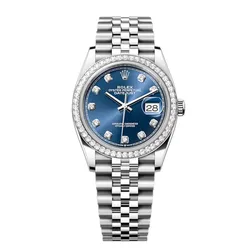 Đồng Hồ Rolex Datejust 36 Dial Blue Benzel Diamond 126284RBR Màu Bạc