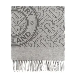 Khăn Quàng Cổ Burberry Reversible Monogram-Pattern Cashmere Scarf In Grey Màu Xám