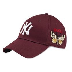 Mũ Gucci NY Yankees Patch Baseball Cap Burgundy 538565 Màu Đỏ Đô