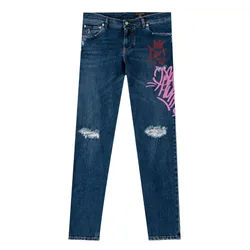 Quần Jean Nam Dolce & Gabbana D&G Blue Denim With Logo Print Skinny Fit GY07LD G8GV7 S9001 Màu Xanh