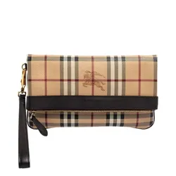 Túi Cầm Tay Nữ Burberry Haymarket Check Coated Canvas Adeline Màu Beige (Kèm Dây Đeo)