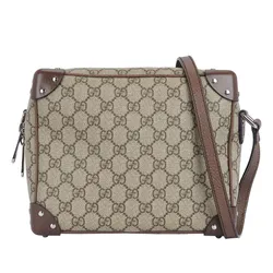 Túi Đeo Chéo Nam Gucci Trunk Shoulder Bag GG Coated Canvas Màu Beige