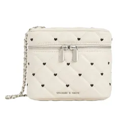 Túi Đeo Chéo Nữ Charles & Keith CNK Nezu Quilted Heart-Print Bag CK2-80271114-A Chalk Màu Trắng Kem