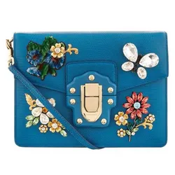 Túi Đeo Chéo Nữ Dolce & Gabbana D&G Lucia Bag Made Of Leather Màu Xanh Blue
