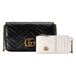 Túi Đeo Chéo Nữ Gucci GG Marmont Mini Bag With Cardholder Màu Đen (Kèm Ví Đựng Thẻ)