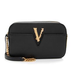 Túi Đeo Chéo Nữ Versace Black Leather With V Logo 1005969 1A04093 1B00V Màu Đen