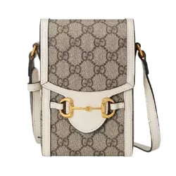 Túi Điện Thoại Nữ Gucci Horsebit 1955 Mini Beige And White Leather Màu Be Trắng