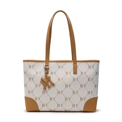 Túi Tote MLB Dia Monogram Jacquard Large Tote Bag New York Yankees 3AORL014N-50CRS Màu Kem