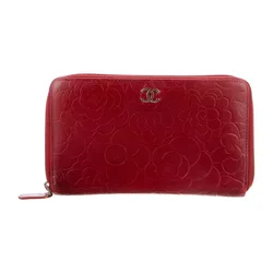Ví Nữ Chanel Interlocking CC Logo Leather Wallet Màu Đỏ