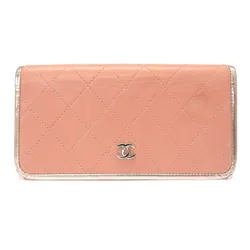 Ví Nữ Chanel Matrasse Leather Pink Silver Coco Mark Long Wallet Màu Hồng