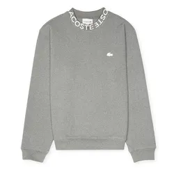 Áo Nỉ Nam Sweater Lacoste Lettered Crew Neck Cotton Blend Sweatshirt SH7446-51 Màu Xám Size 3