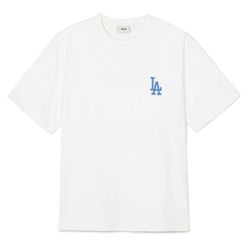 Áo Phông MLB Denim Like Monogram Big Lux Overfit LA Dodgers 3ATSM0643-07WHS Tshirt Màu Trắng