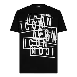 Áo Phông Nam Dsquared2 Icon Stamps Cool Fit TShirt S79GC0087S23009900 Màu Đen Size M