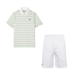 Bộ Quần Áo Cộc Tay Nam Lacoste Men's Sport Recycled Polyester Tennis Màu Trắng - Xanh Size 3