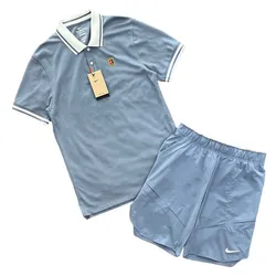 Bộ Quần Áo Cộc Tay Nam Nike Dri-FIT Cotton-Blend Piqué Màu Xanh Nhạt Size XS