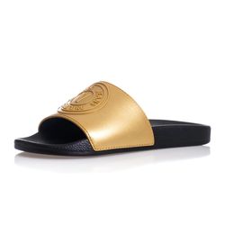 Dép Nam Versace  Gold Sliders With Emblem Màu Đen Vàng Size 39