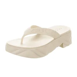 Dép Xỏ Ngón Nữ Gucci Tarifa Rubber Platform Flip Flops Màu Trắng Kem Size 35