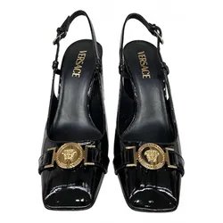 Giày Cao Gót Nữ Versace Medusa Aevitas Patent Leather Heels Màu Đen
