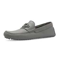 Giày Lười Nam Gucci Leather Moccasins Grey 692375 Màu Xám Size 7