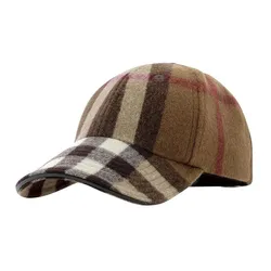 Mũ Burberry Baseball Cap In Check Wool Màu Kẻ Nâu Size M