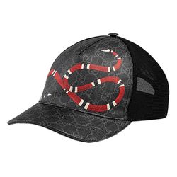 Mũ Gucci Kingsnake Print GG Supreme Baseball Black Màu Đen Size L