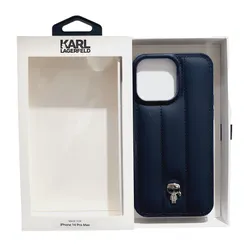 Ốp Điên Thoại Karl Lagerfeld With Metal Ikonik Pin Logo iPhone 14 Pro Max Màu Xanh Navy