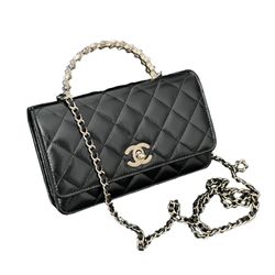 Túi Đeo Chéo Nữ Chanel Handle Bag Khóa Xoay Màu Đen Size 20