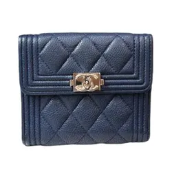 Ví Nữ Chanel Wallets AP0814 GP Short Button Wallet Màu Xanh