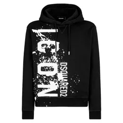 Áo Hoodie Nam Dsquared2 Black With ICON SPLASH Logo Printed S79GU0115 S25516 900 Màu Đen Size S