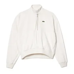 Áo Nỉ Sweater Nữ Lacoste Oversize Half Zipper White SF6385 70V Màu Trắng Size 34