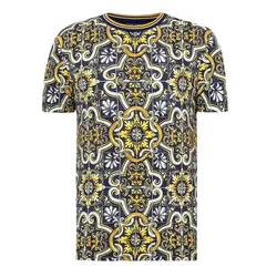 Áo Phông Nam Dolce & Gabbana D&G With Maiolica Print Cotton T-Shirt G8KD0TFI7VN Phối Màu Size 44