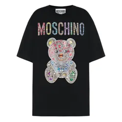 Áo Phông Nữ Moschino Black With Teddy Bear Logo Printed Tshirt 232D A070954411555 Màu Đen
