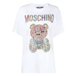Áo Phông Nữ Moschino White With Teddy Bear Logo Printed Tshirt 232D V070954411001 Màu Trắng