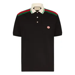 Áo Polo Nam Gucci Black With Interlocking G Logo Embroidered 737656/XJF4V1043 Màu Đen