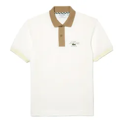 Áo Polo Nam Lacoste Two Tone Organic Cotton Shirt PH5743 CRU Màu Trắng Kem Size 3