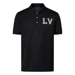 Áo Polo Nam Louis Vuitton LV Black With Logo Embroidered 1AFJEJ Màu Đen