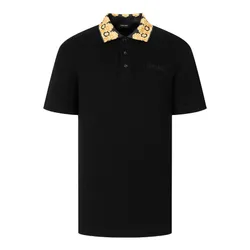 Áo Polo Nam Versace Black With Collar Printed 1012260 1A10242 2B130 Màu Đen