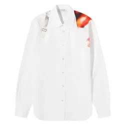 Áo Sơ Mi Nam Alexander McQueen Men's Obscured Flower Harness 774981QNAAD9000 Màu Trắng