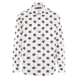 Áo Sơ Mi Nam Dolce & Gabbana D&G Monogram Cotton Shirt G5IY3T GH388 Màu Trắng Họa Tiết Size 38
