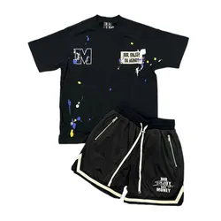 Bộ Thể Thao Nam Mr. Enjoy Da Money MEDM Splashed Ink Hip Hop Màu Đen Size S