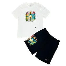 Bộ Thể Thao Nam Nike Men's Air Jordan Multi Color Logo Printing Circular Cotton White Màu Trắng Họa Tiết Size S