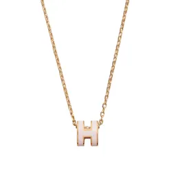 Dây Chuyền Nữ Hermès Mini Pop H Pendant Rose Dragée Màu Vàng Gold  (Mặt Hồng)