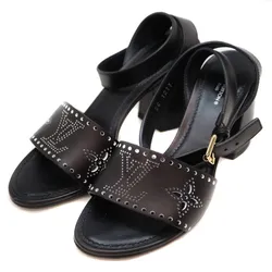 Dép Cao Gót Nữ Louis Vuitton LV Horizon Line 21 Year Leather Sandals Black 1A9RIM Monogram Mahina Màu Đen Size 38